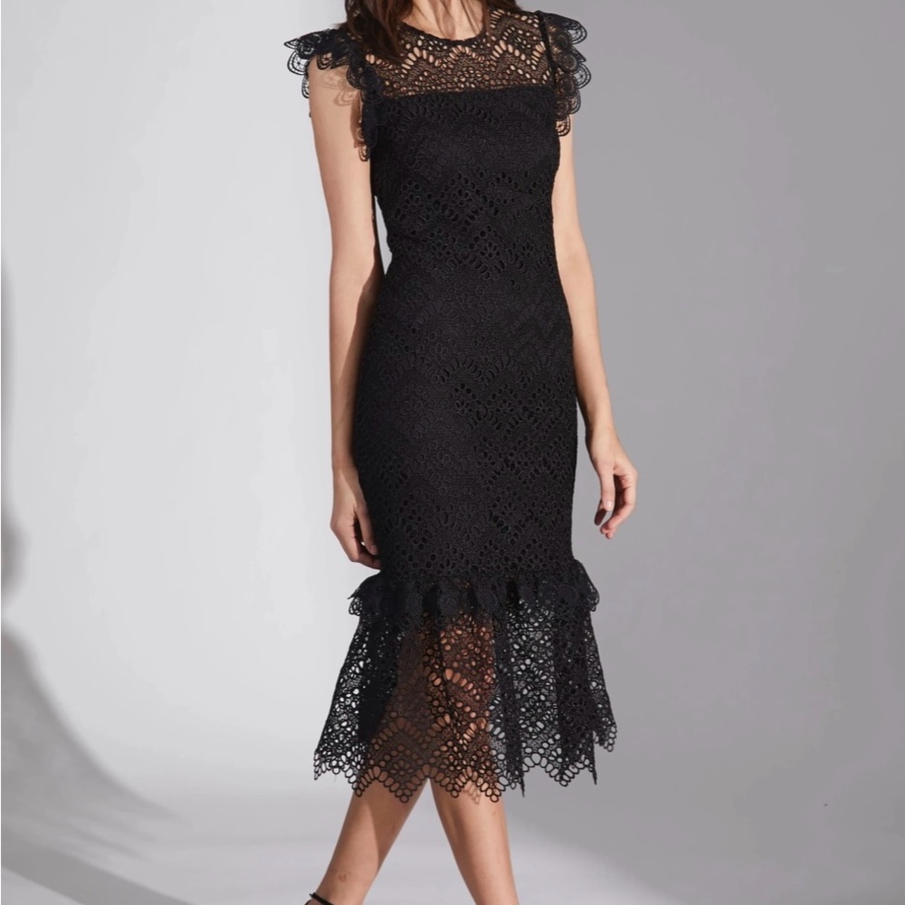 Shoshanna Black Eyelet Dress